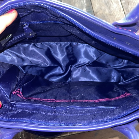 VERA BRADLEY "Impressionista Stripe" Trapeze Satchel Pink & Purple - Picture 4 of 8